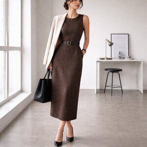 VTG Chocolate brown maxi dress women's S career old money capsule wardrobe work